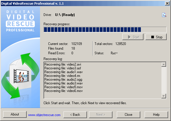 Digital VideoRescue Professional Screenshot